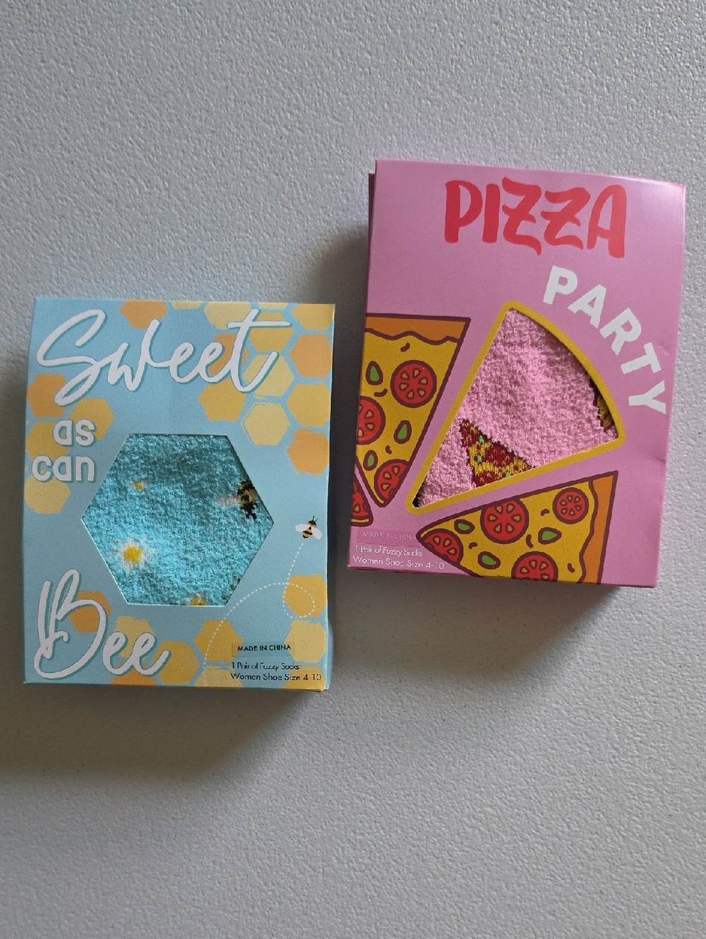 Sweet as Can Bee Blue Socks & Pizza Party Pink Socks - 2 Pack